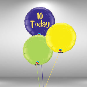 10 today round foil balloon cluster
