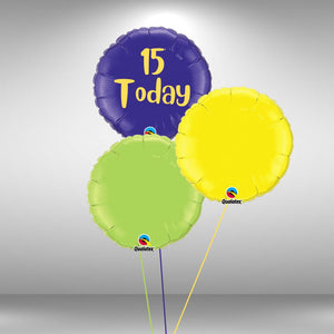 15 today round foil balloon cluster