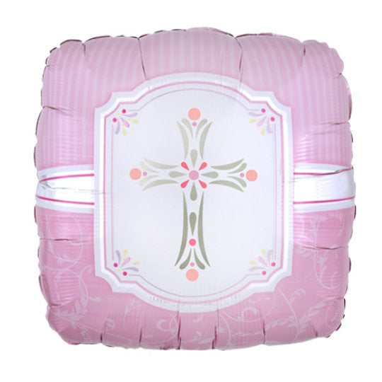 18" Blessing Pink Cross Foil Balloon