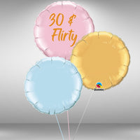 30  & Flirty round foil balloon cluster