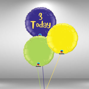 3 today round foil balloon cluster