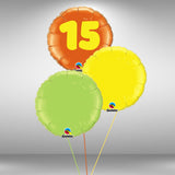 Age 15 foil balloon cluster