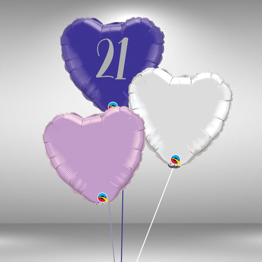 Age 21 Customisable Heart Balloon Set