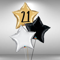 21 star foil balloon cluster