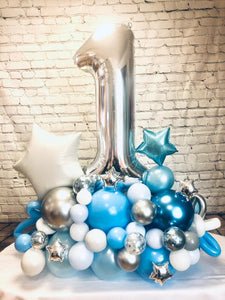 Floor Standing Single Number Marquee - Silver Numbers