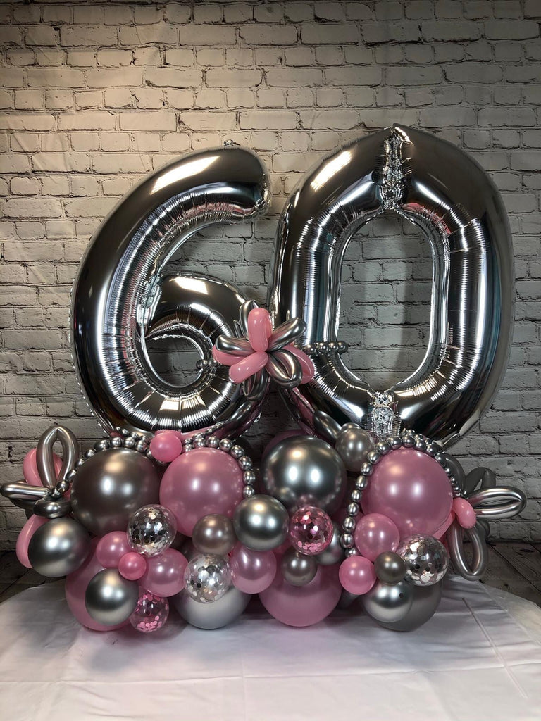 Floor Standing Double Number Marquee - Silver Numbers