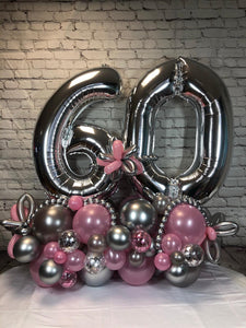 Floor Standing Double Number Marquee - Silver Numbers