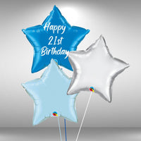Happy 21st birthday star foil balloon cluster