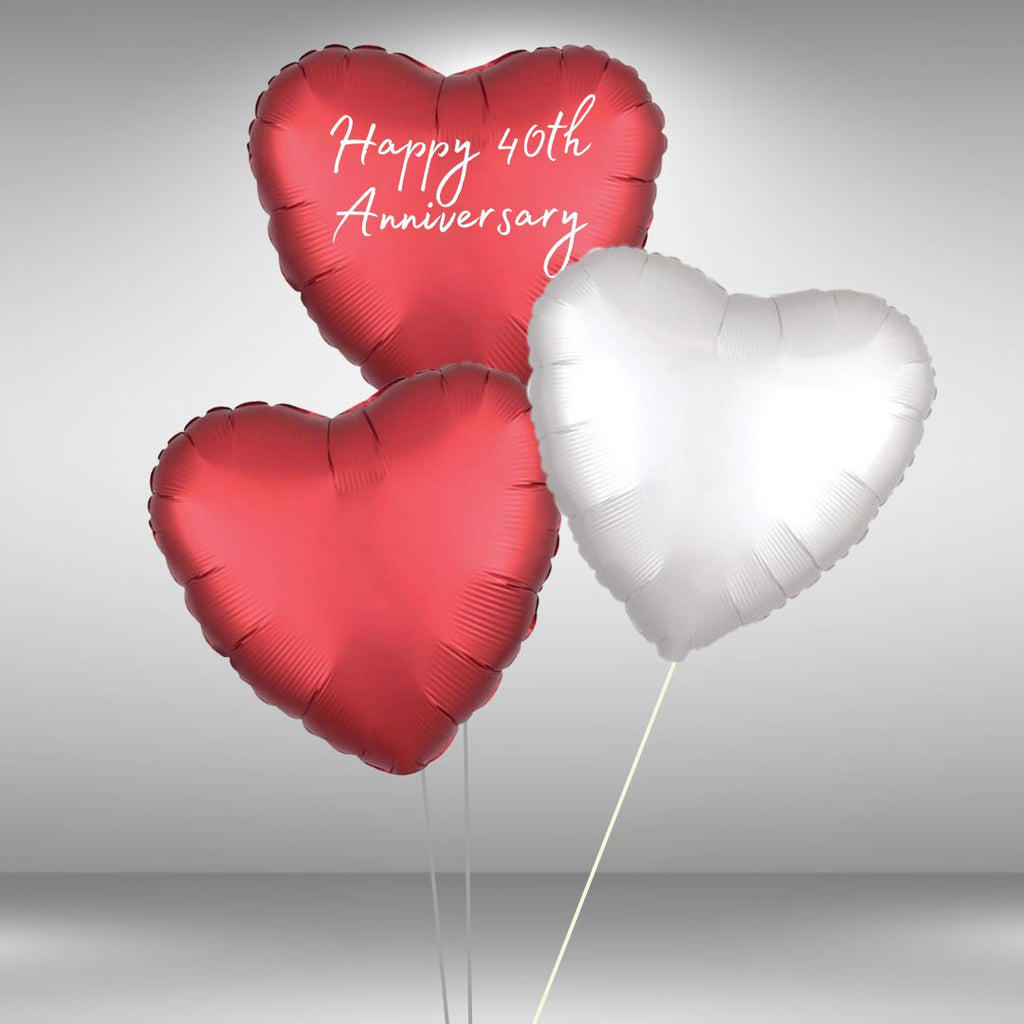 Happy 40th Anniversary heart balloon cluster