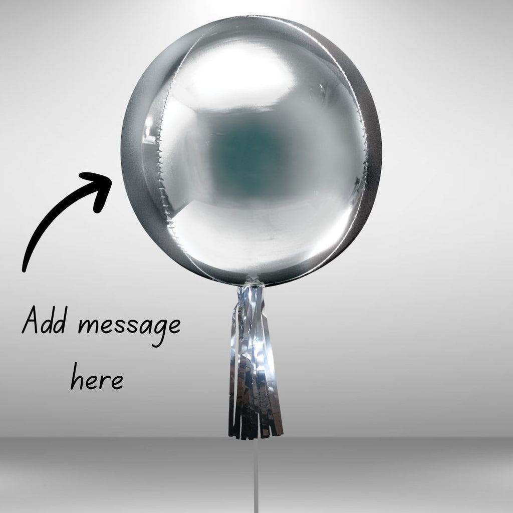Silver  Personalised Orbz Balloon