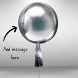 Silver  Personalised Orbz Balloon