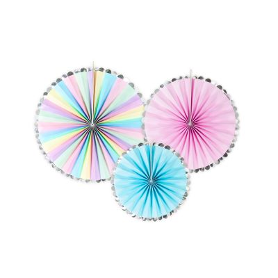 Unicorn 16" Pastel Tissue Paper Fans (Pack 3)