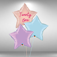 Twenty One star foil balloon cluster