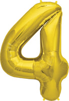 Large Gold Number 4 Balloon