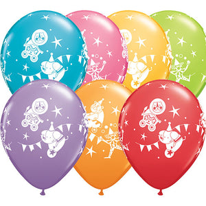 11" Circus Parade Festive Assortment Latex Balloons (Pack 6 Uninflated)