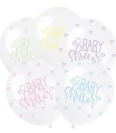 11" Pastel Baby Shower Latex Balloons (Pack 6 Uninflated)