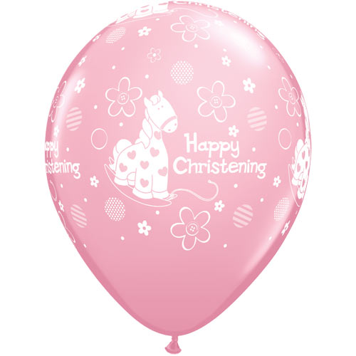 11" Pink Christening Soft Pony Latex Balloons (Pack 6 Uninflated)