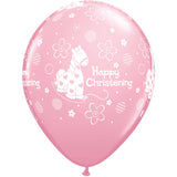 11" Pink Christening Soft Pony Latex Balloons (Pack 6 Uninflated)