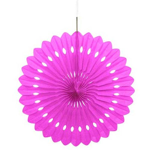 16" Hot Pink Tissue Paper Fan