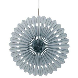 16" Silver Tissue Paper Fan