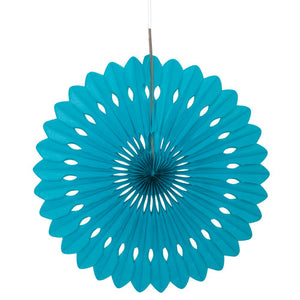 16" Teal Tissue Paper Fan
