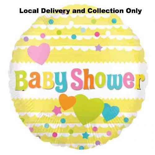 18" Baby Shower Hearts and Starts Yellow Foil Balloon