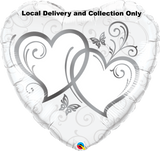 18" Entwined Hearts Gold Foil Balloon