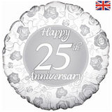 18" Happy 25th Anniversary Foil Balloon