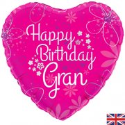 18" Happy Birthday Gran Heart Foil Balloon