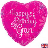 18" Happy Birthday Gran Heart Foil Balloon