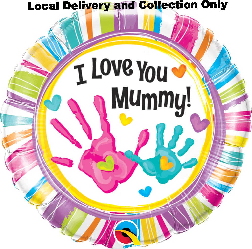 18" I Love You Mummy Handprints Foil Balloon