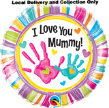18" I Love You Mummy Handprints Foil Balloon