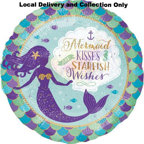 18" Mermaid Wishes & Kisses Foil Balloon