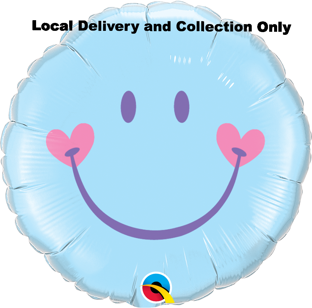 18" Sweet Smile Face Pale Blue Foil Balloon