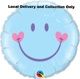 18" Sweet Smile Face Pale Blue Foil Balloon