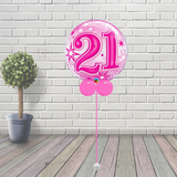 21 Pink Starburst Sparkle Bubble Balloon