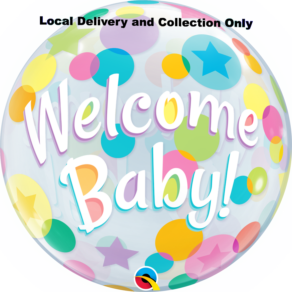 Welcome Baby Colourful Dots Bubble Balloon