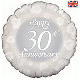 18" Happy 30th Anniversary Foil Balloon