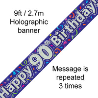90th Birthday Streamers Banner