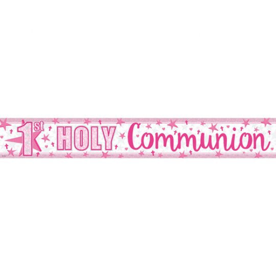 9ft 1st Holy Communion Pink Foil Banner