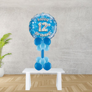 Age 12 Blue Holographic Foil Balloon Display