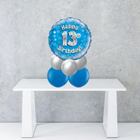 Age 13 Blue Holographic Foil Balloon Centrepiece