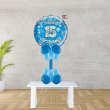 Age 15 Blue Holographic Foil Balloon Display