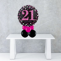 Age 21 Black And Pink Foil Balloon Centrepiece
