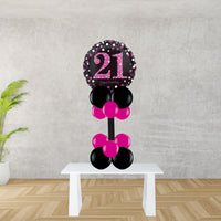 Age 21 Black And Pink Foil Balloon Display
