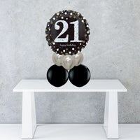 Age 21 Black And Silver Foil Balloon Centrepiece