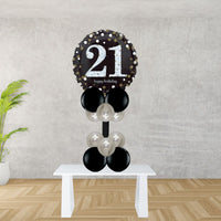 Age 21 Black And Silver Foil Balloon Display