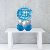 Age 21 Blue Holographic Foil Balloon Centrepiece