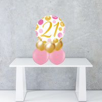 Age 21 Pink & Gold Dots Foil Balloon Centrepiece