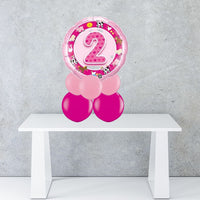 Age 2 Pink Foil Balloon Centrepiece